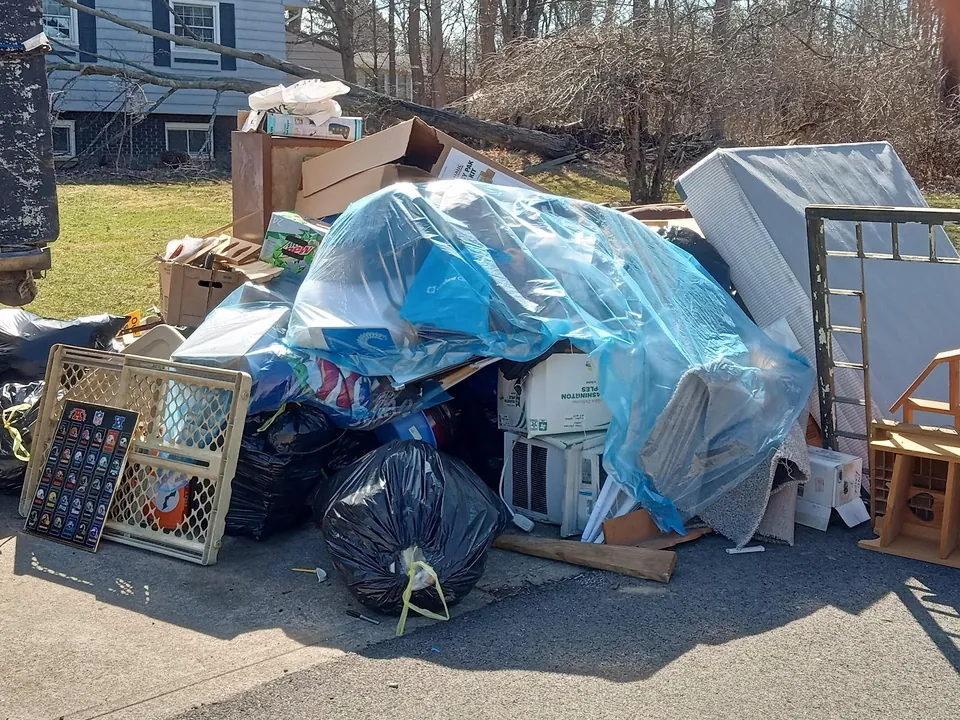 A pile at the curb, ready to load.
